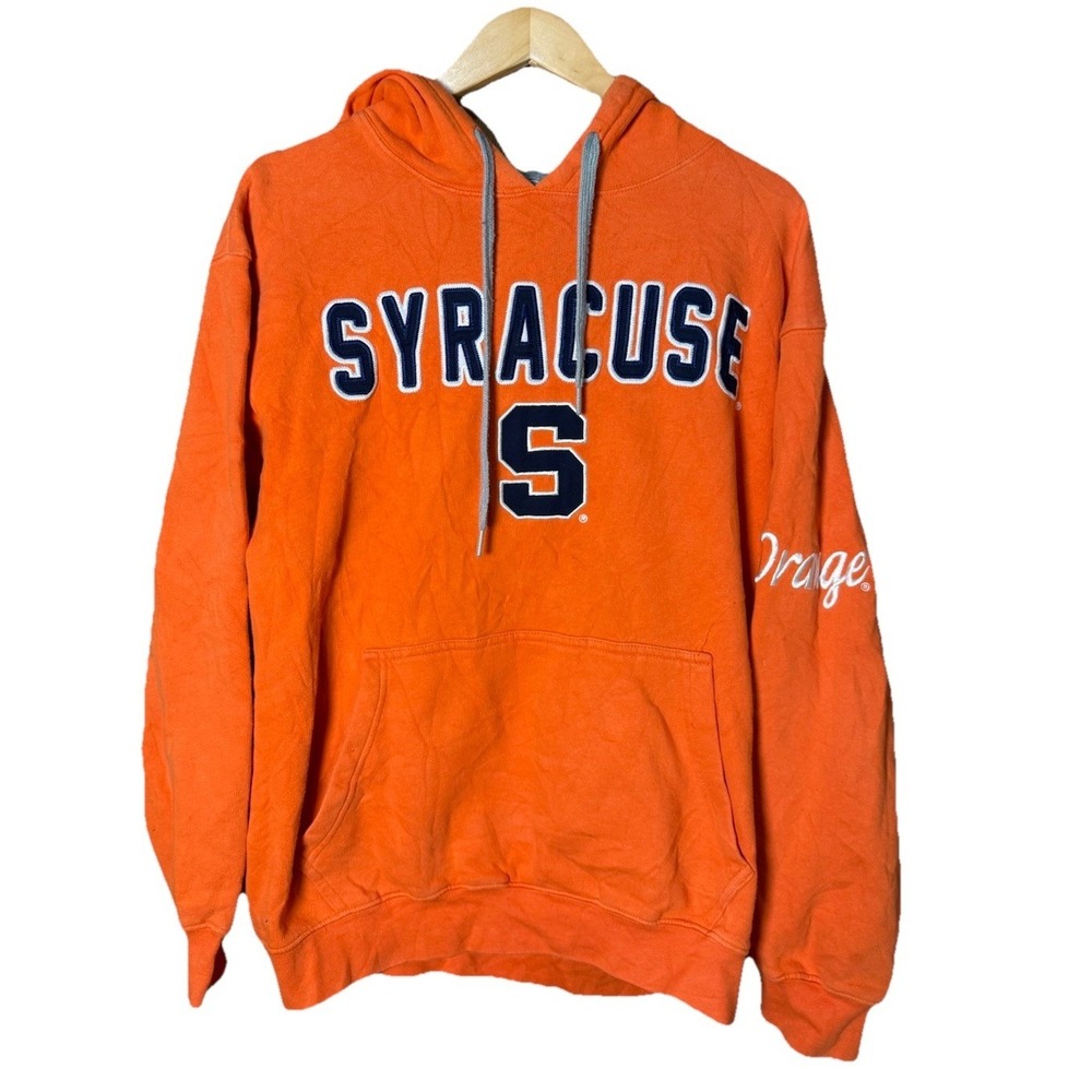 Vintage E5 Y2K Syracuse University Orange Embroidered‎ Hoodie Sleeve Hit Large